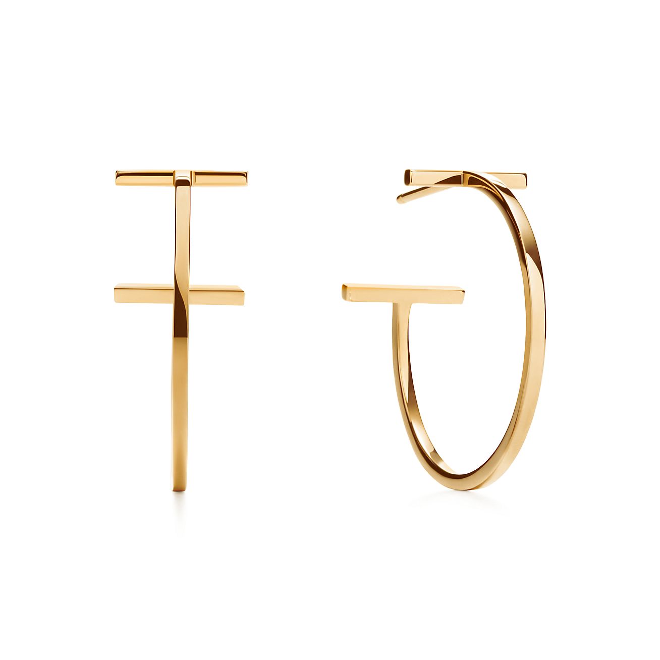Серьги-кольца Tiffany T из золота 18 карат, размер medium.